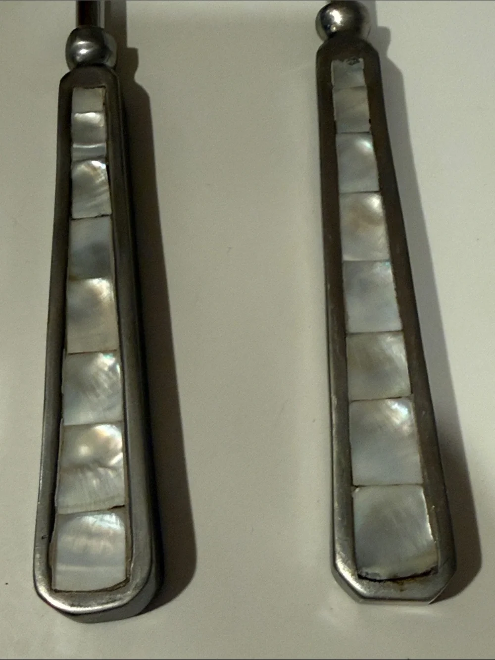 Pottery BarnMother of Pearl Handle Salad Serving Set - Stainless Steel